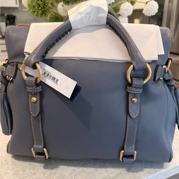 Dooney & Bourke large steel blue Florentine satchel - Picture 7 of 13